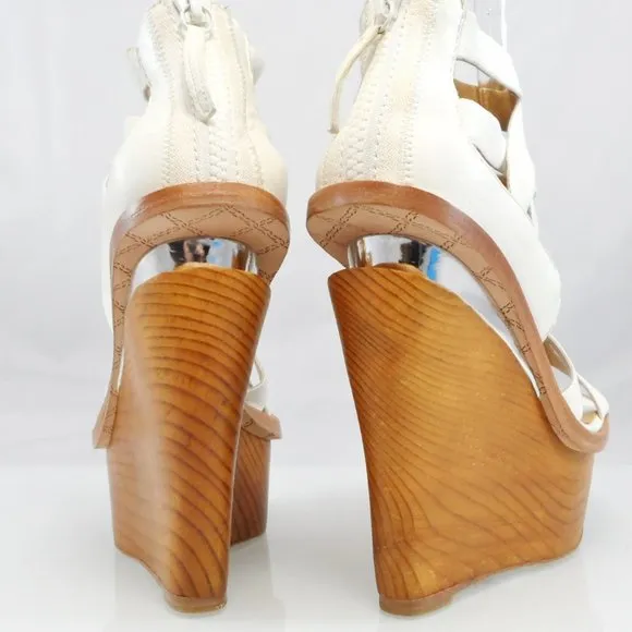 NIB$695 L.A.M.B. by Gwen Stefani Midori Platform Wedges Retro Cage Sandals 7