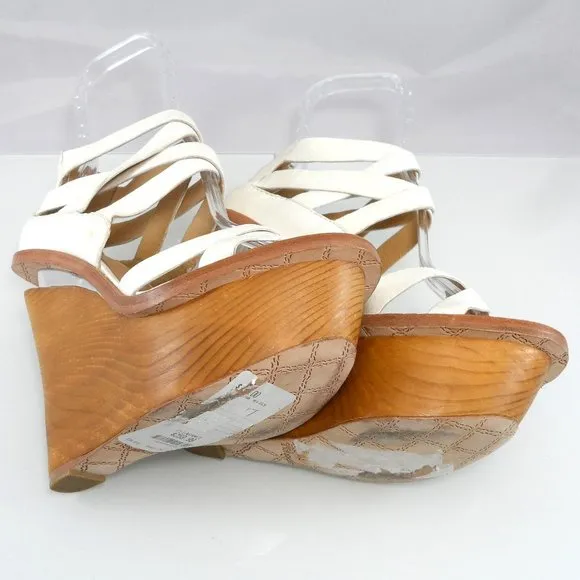 NIB$695 L.A.M.B. by Gwen Stefani Midori Platform Wedges Retro Cage Sandals 7