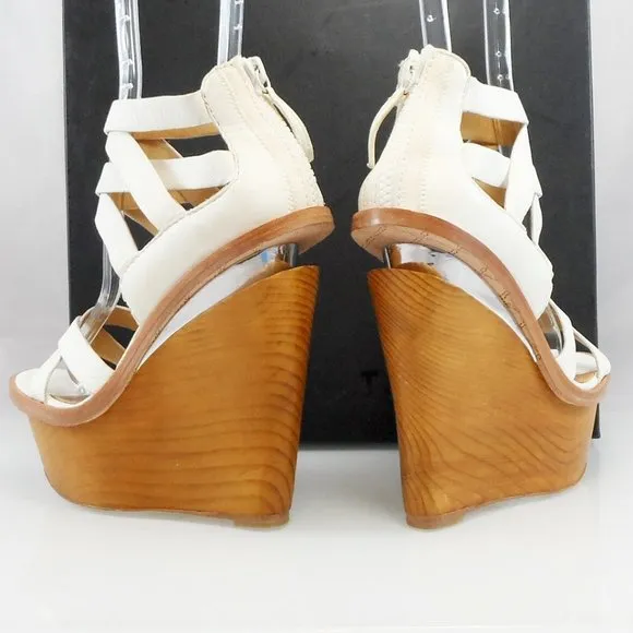 NIB$695 L.A.M.B. by Gwen Stefani Midori Platform Wedges Retro Cage Sandals 7