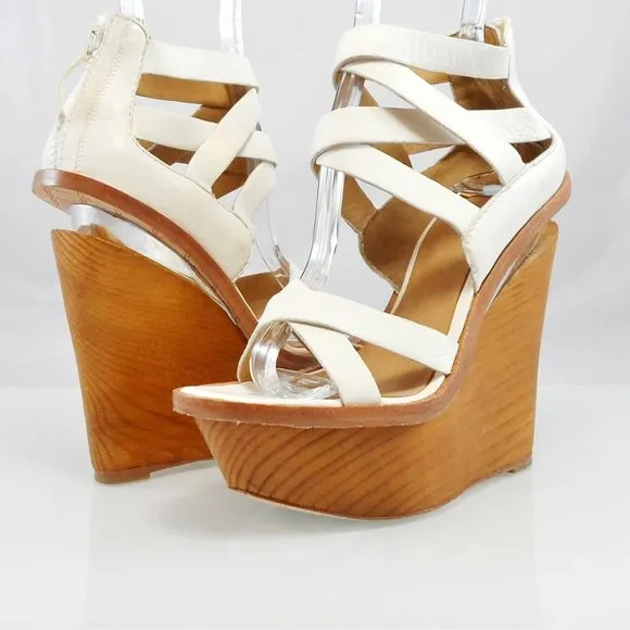 NIB$695 L.A.M.B. by Gwen Stefani Midori Platform Wedges Retro Cage Sandals 7