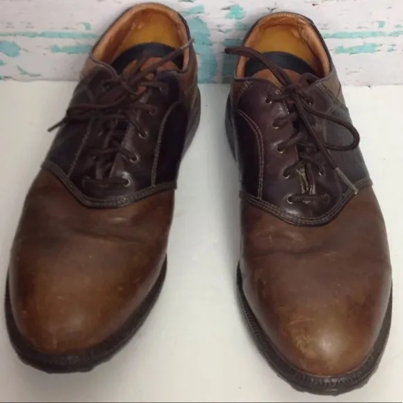 Nike Air Brown Leather Oxford Brogue Golf Shoes 10 EUR 44 Two Tone Lace Up Mens