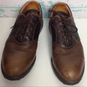 Nike Air Brown Leather Oxford Brogue Golf Shoes 10 EUR 44 Two Tone Lace Up Mens