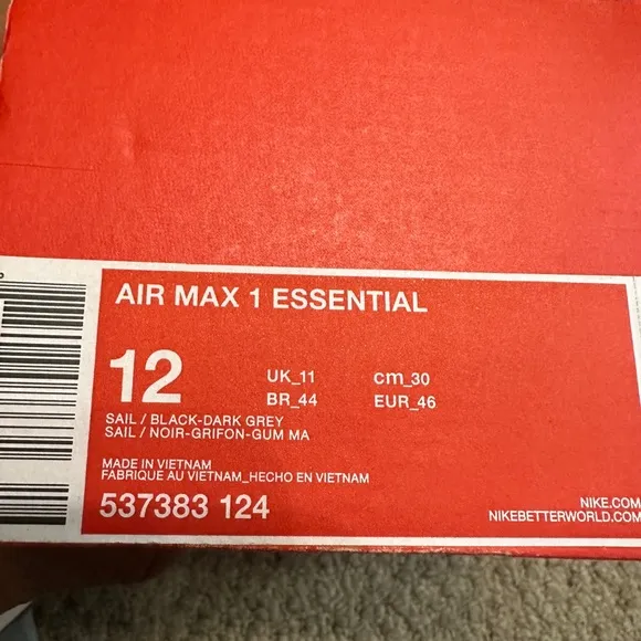 Nike Air Max 1 Essential Men's Black ,Grey and White Sneakers