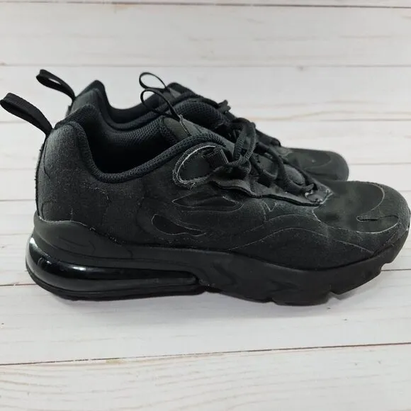 Nike Air Max 270 React Triple Black Athletic Shoes Size 4.5Y Womens 6 BQ0103-004