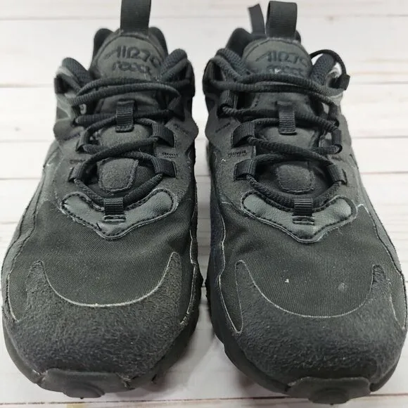 Nike Air Max 270 React Triple Black Athletic Shoes Size 4.5Y Womens 6 BQ0103-004