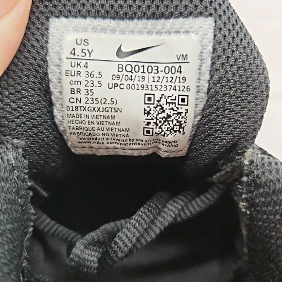 Nike Air Max 270 React Triple Black Athletic Shoes Size 4.5Y Womens 6 BQ0103-004