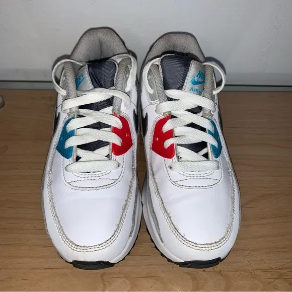 Nike Air Max 90 Shoes Size 13C White/Blue/Red/Black Style CD6867-108