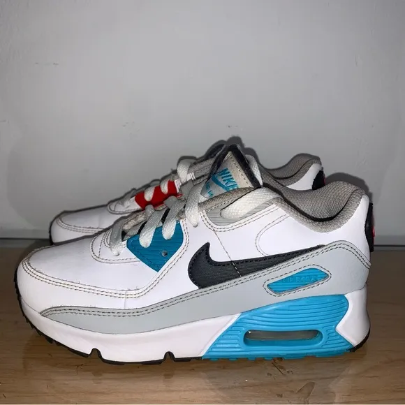 Nike Air Max 90 Shoes Size 13C White/Blue/Red/Black Style CD6867-108