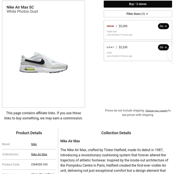 Nike Air Max SC Shoes 'White Photon Dust' W11.5 / M10