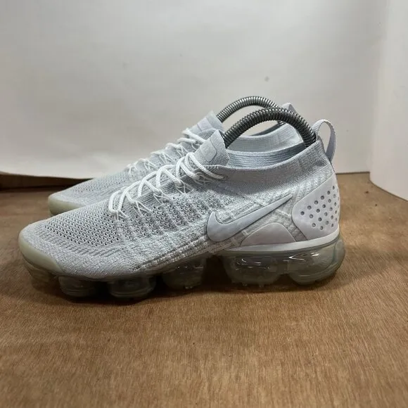 Nike Air Vapormax Flyknit 2 Women Size 8.5 White Vast Grey Running 942843-105