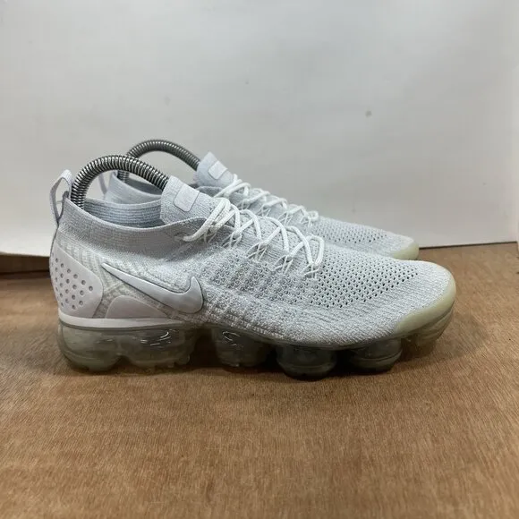 Nike Air Vapormax Flyknit 2 Women Size 8.5 White Vast Grey Running 942843-105