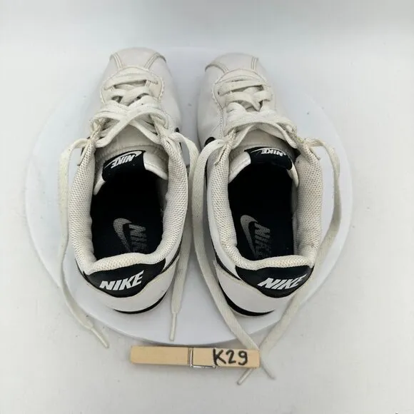 Nike Classic Cortez Leather White Black Women Sneaker Shoes 807471-101 Size 6.5