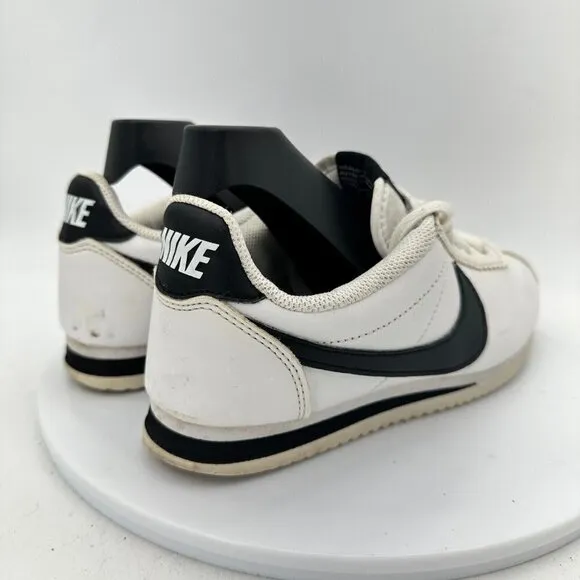Nike Classic Cortez Leather White Black Women Sneaker Shoes 807471-101 Size 6.5