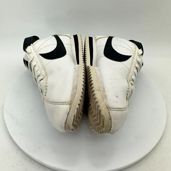 Nike Classic Cortez Leather White Black Women Sneaker Shoes 807471-101 Size 6.5