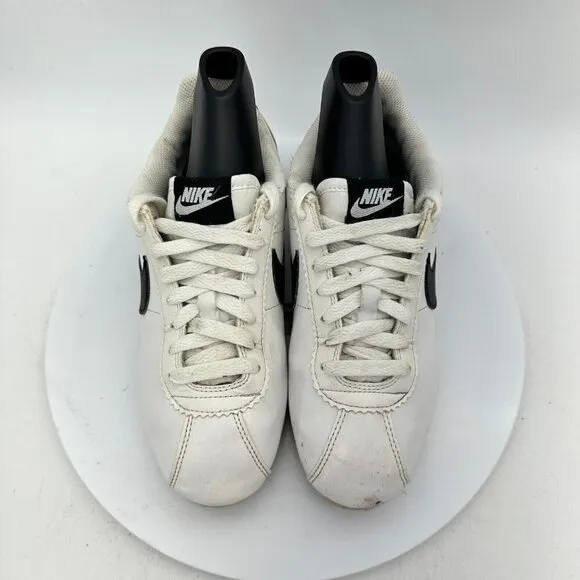 Nike Classic Cortez Leather White Black Women Sneaker Shoes 807471-101 Size 6.5