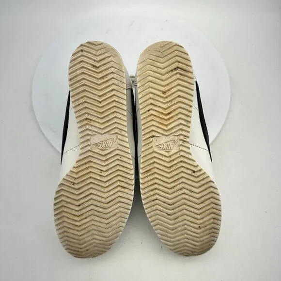 Nike Classic Cortez Leather White Black Women Sneaker Shoes 807471-101 Size 6.5