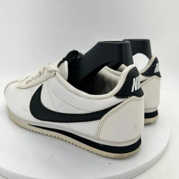 Nike Classic Cortez Leather White Black Women Sneaker Shoes 807471-101 Size 6.5