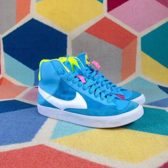 Nike Blazer Mid '77 (GS) Shoes Size 6Y Baltic Blue/Pink Glow Style DQ6084 400