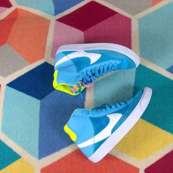 Nike Blazer Mid '77 (GS) Shoes Size 6Y Baltic Blue/Pink Glow Style DQ6084 400