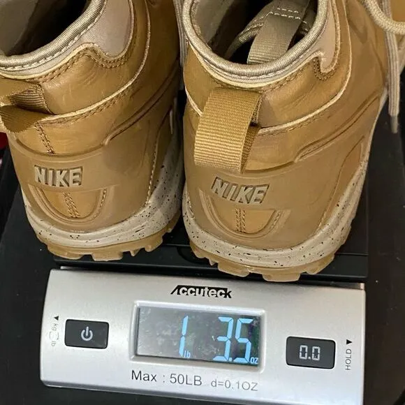 Nike Koth Ultra Mid Top GS Youth Tan Leather Lace Up Boots 859411-201 Size 5 Sne