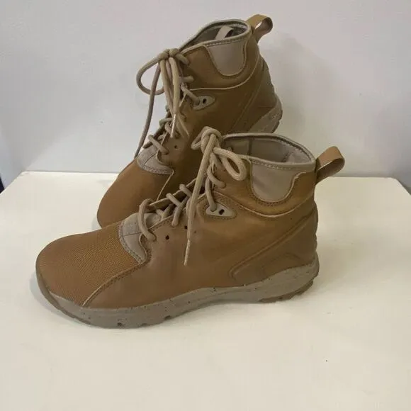 Nike Koth Ultra Mid Top GS Youth Tan Leather Lace Up Boots 859411-201 Size 5 Sne