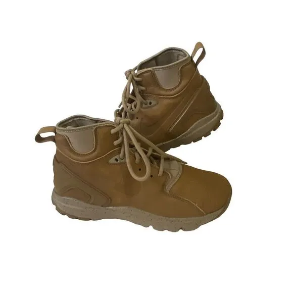 Nike Koth Ultra Mid Top GS Youth Tan Leather Lace Up Boots 859411-201 Size 5 Sne
