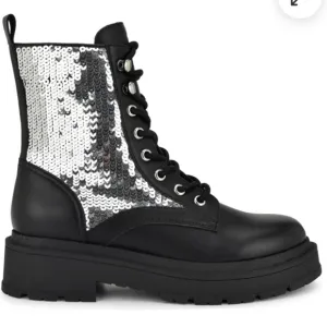 Nine West Hediy Combat Boot Sequin Designer Gaux Leather #48