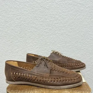 Nisolo Leather Woven Boat Shoe Size 10