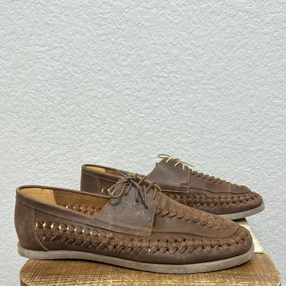 Nisolo Leather Woven Boat Shoe Size 10