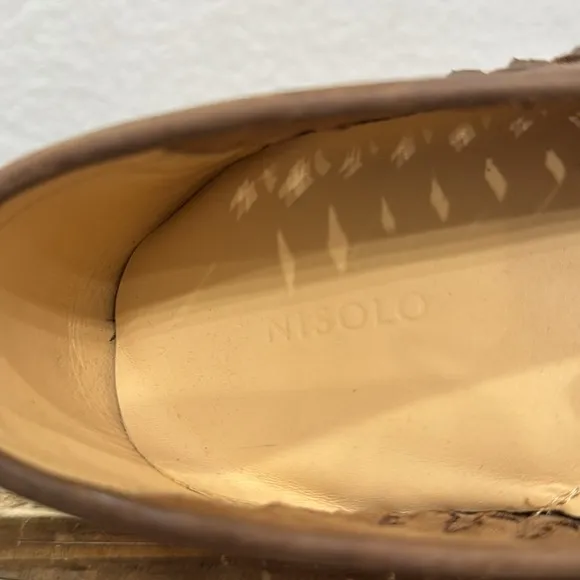 Nisolo Leather Woven Boat Shoe Size 10