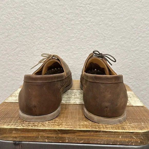 Nisolo Leather Woven Boat Shoe Size 10