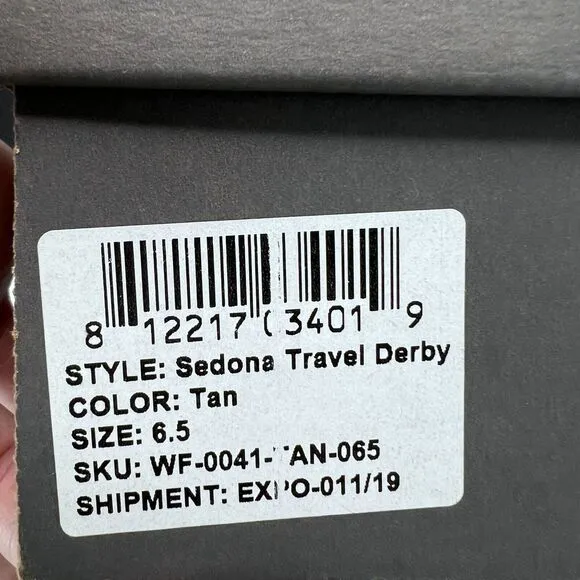 Nisolo Sedona Travel Derby Lightweight Dress Shoe Collapsible Tan Women 6.5 NWB