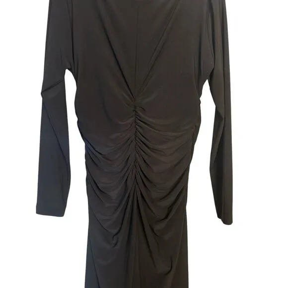 Norma Kamali Kulture Women's Ruched Sheath Dress Size XL Black Whimsigoth NWOT
