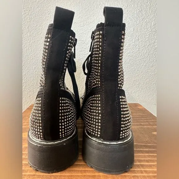 NOWB ** Madden Girl Kurrt Rhinestone Stud Combat Boots Size 6.5