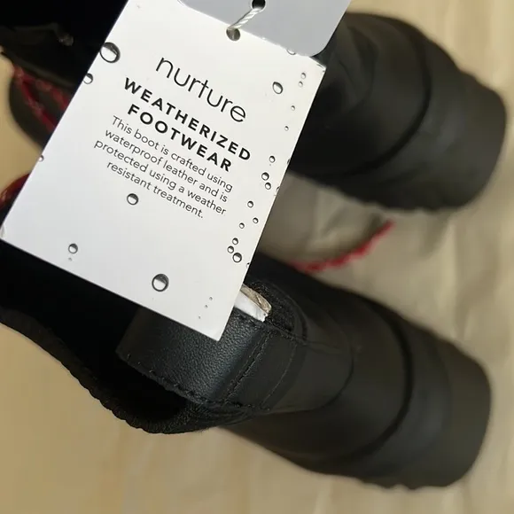 Nurture Whitney Water Resistant Leather Lace-Up Lug Sole Platform Boots.