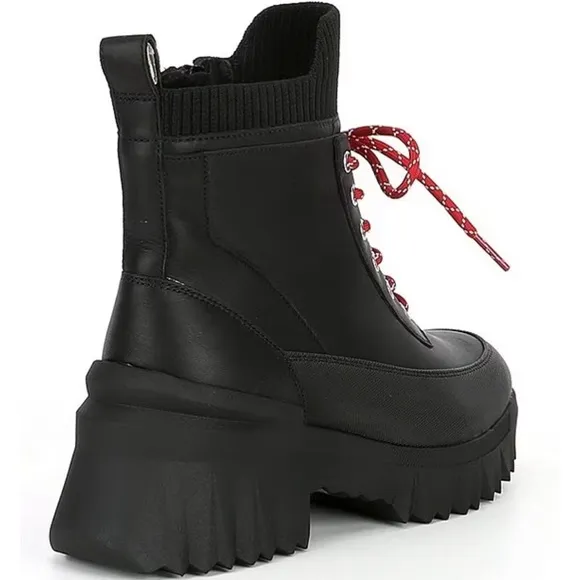 Nurture Whitney Water Resistant Leather Lace-Up Lug Sole Platform Boots.