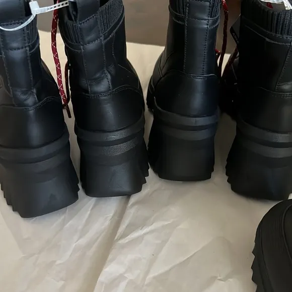 Nurture Whitney Water Resistant Leather Lace-Up Lug Sole Platform Boots.