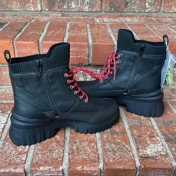 Nurture Whitney Water Resistant Leather Lace-Up Platform Boots Women's Size 8