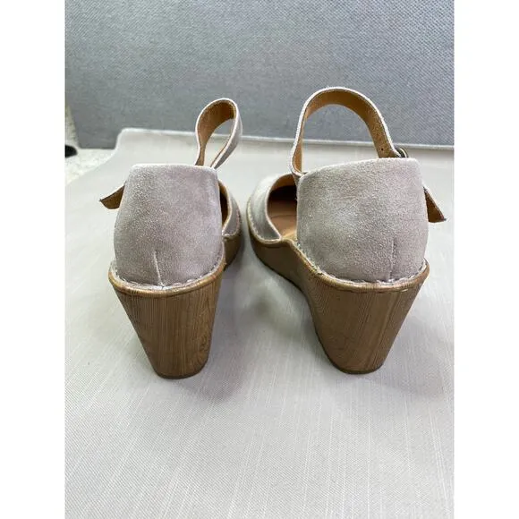 NWB BORN Nellie Gray Distressed Leather Wedges, Size 7, 110$