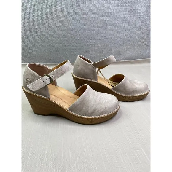 NWB BORN Nellie Gray Distressed Leather Wedges, Size 7, 110$