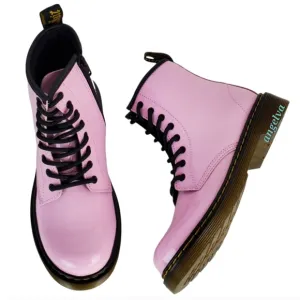 NWB Dr Martens 1460 j girls patent lamper pale pink lace up combat boots