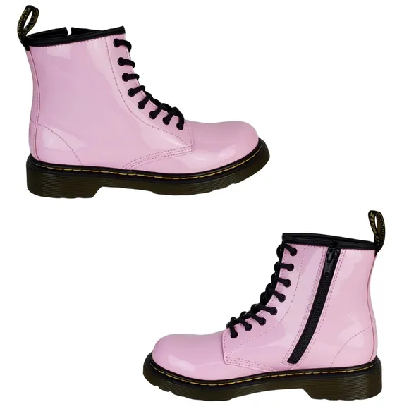 NWB Dr Martens 1460 j girls patent lamper pale pink lace up combat boots