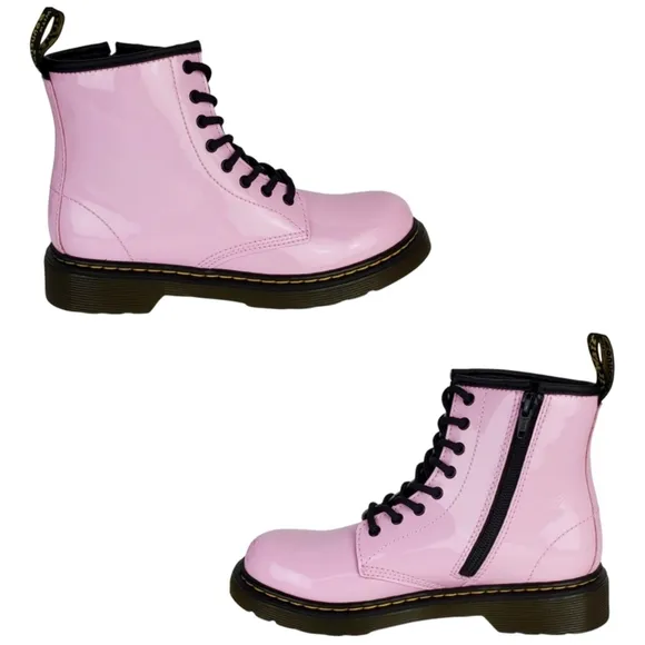 NWB Dr Martens little girl 1460 toddler lace up combat boots pale pink patent