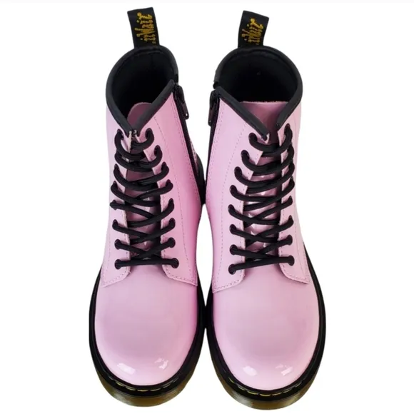 NWB Dr Martens little girl 1460 toddler lace up combat boots pale pink patent