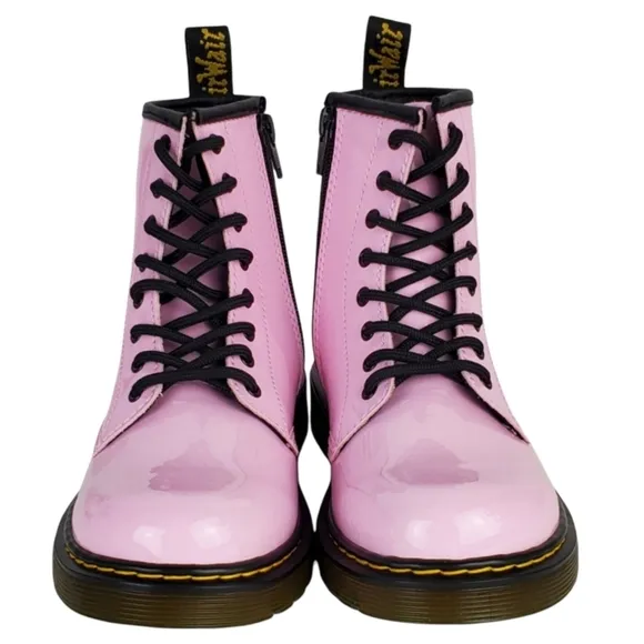 NWB Dr Martens little girl 1460 toddler lace up combat boots pale pink patent