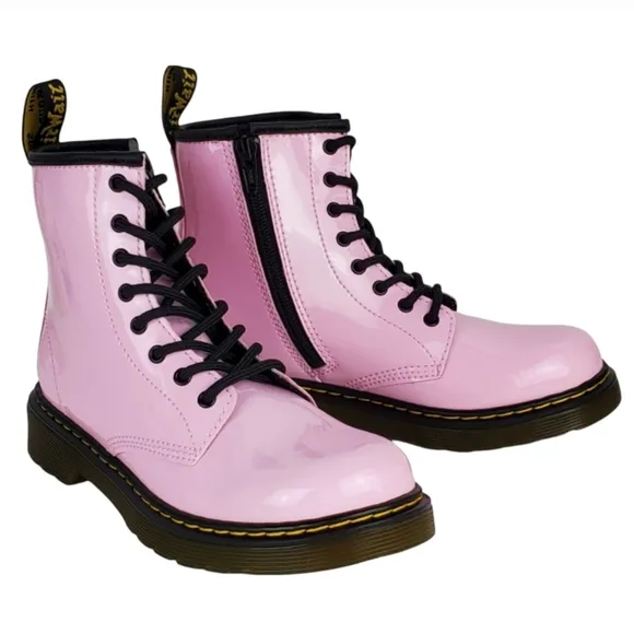 NWB Dr Martens little girl 1460 toddler lace up combat boots pale pink patent