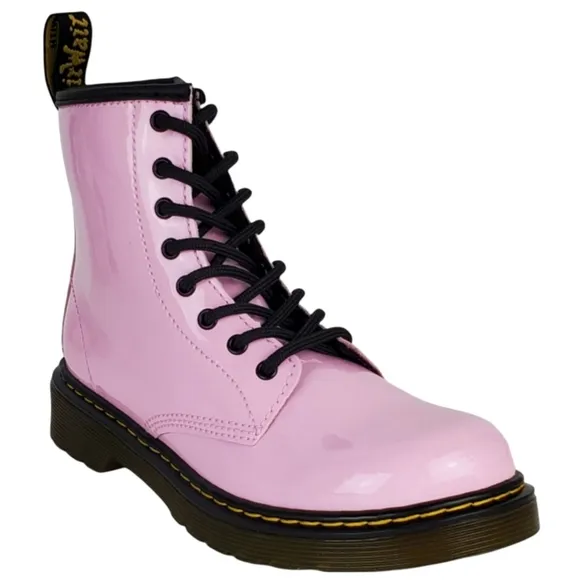 NWB Dr Martens little girl 1460 toddler lace up combat boots pale pink patent