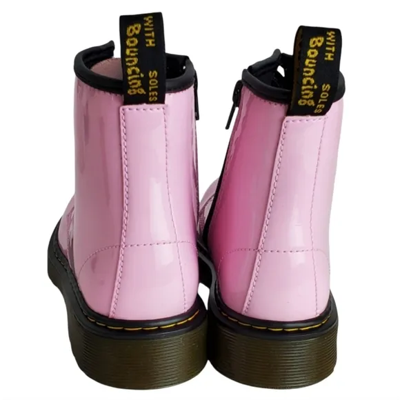 NWB Dr Martens little girl 1460 toddler lace up combat boots pale pink patent