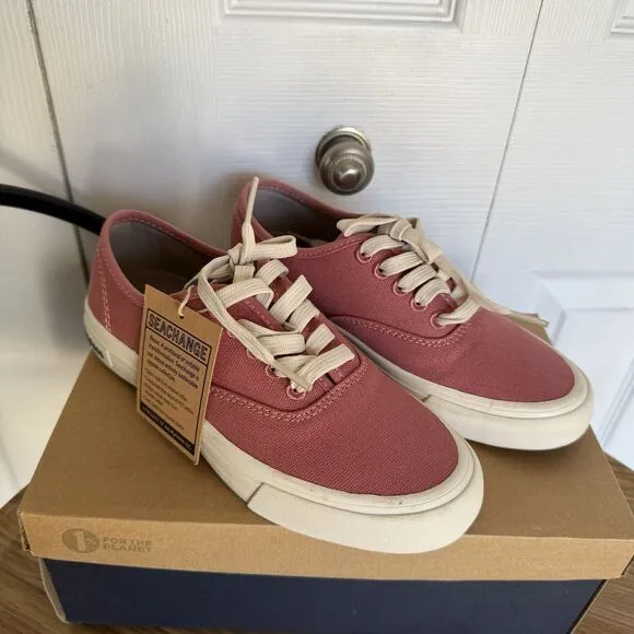 NWB SEAVEES Legend Seachange Red Sz 5 Recycled Sneaker Lace Up Boat Shoe Classic