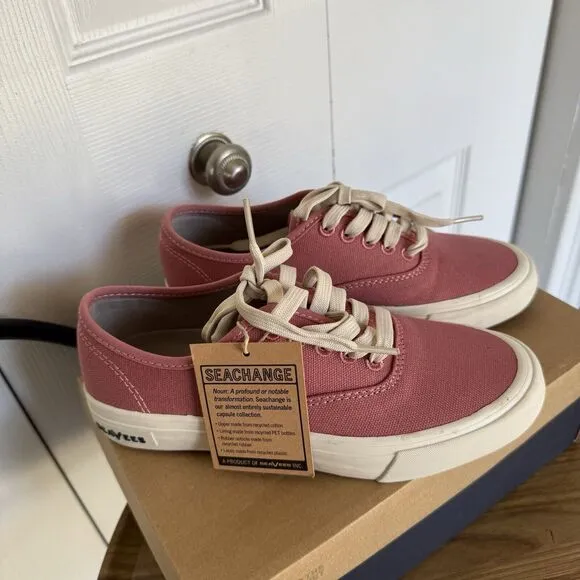 NWB SEAVEES Legend Seachange Red Sz 5 Recycled Sneaker Lace Up Boat Shoe Classic